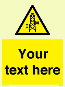 Custom warning RF radiation transmitter